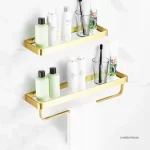 30-50CM Brushed Gold Glass Shelf  Aluminum Bathroom Storage Holder Bath Shower Shelf  Bathroom Shelf Mirror Wall Tray Towel Bar - Image 3