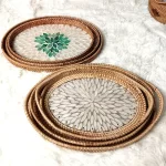 Rattan Basket HandWoven Fruit Storage Breakfast Severing Tray Drinks Snack Coffee Platters Bread Plate Home Tableware Organizer - Image 5