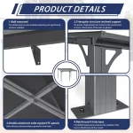 10x14 FT Lean to Gazebo, Pergolas and Gazebos Clearance, Awnings for Patio Covers for Shade and Rain Outdoor Gazebo for Patios - Image 3