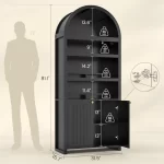 81-inch tall arched cabinet, bookcase with storage space, six-tiered bookshelf in a medieval-modern style, Customizable - Image 2