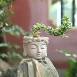 Buddha Head Statue Small Plant Pot Resin Succulent Planter Garden Pots Ornamental Figurines for Home Office Tabletop Decoration - Image 3