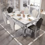 Marble Luxury Dining Table Unique Gold Individual White Italian Dining Table Rectangular Design Mesa Comedor Home Furniture - Image 4