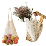 Reusable Mesh Grocery Bags, Long Handle Produce Bags, Fruit & Veggie Storage, Woven Mesh Pocket Hollowed Out Kitchen Storage - Image 4