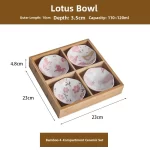 Wooden Tea Cooking Tray Utensils Nine Grids Hot Pot Restaurant Sauce Dish Fruit Platter Four  Grids Ceramic Dishware - Image 13