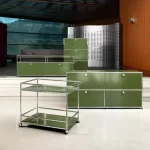 Sideboard Storage Cabinets Modular Combination Metal Frame for Living Room Office Drawers Customizable Large Storage Olive Green - Image 4