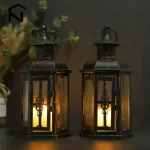 Vintage Nordic Candle Holder Lanterns Candles Aesthetic Hanging Lantern Iron Lantern Black Home Decor Wedding Room Decoration