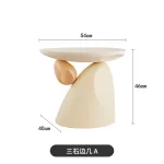 Corner Coffee Table,Modern Minimalist Round Accent Table with Unique Balance Design,Space-Saving Resin End Table for Living Room - Image 8