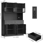 71 Inch Pantry with LED Light and Charging Station, Farmhouse Kitchen Pantry with Microwave Mount, 47.2 Inch Wide Kitchen Pantry - Image 4