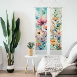 Boho Floral Tapestry Wall Hanging ,Botanical Tapestries, Gardens Wall Art Tapestry for Home Decor 12.8 x 51.2 Inches - Image 6