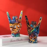 Graffiti Rock On Hand Figurines Rock and Roll Decor Bookshelf Home Wall Shelf Decoration Modern Pop Art Music Fans Gift - Image 2
