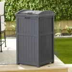 Suncast 30 Gallon Outdoor Trash Hideaway Resin Refuse Container Lid Cyberspace Concealed Waste Storage Patio Backyard Garden - Image 5