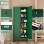 Metal Pantry Cabinet with 2 Doors and 5 Adjustable Shelves, 75" Kitchen Storage cabinets with Gold Handles, Versatile Storag - Image 3