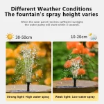 Outdoor Solar Fountain Pump with 6 Nozzles Bird Bath Water Fountain for Courtyard Garden Pool Pond Fish Tank Aquarium Decor - Image 4