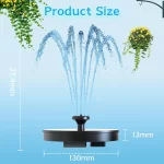 Outdoor Solar Fountain Pump with 6 Nozzles Bird Bath Water Fountain for Courtyard Garden Pool Pond Fish Tank Aquarium Decor - Image 6