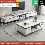 Modern LED TV Stand for Televisions Up Coffee Table Glass Shelves and Drawer Gaming Entertainment Center with Multiple Cabinet - Image 17
