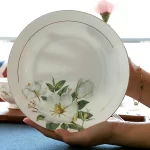 Bone China Plate Set for Household, Ceramic Dinner, Vegetable Dishes, Round Deep Plate, European Pastoral Tableware, 8 inch - Image 4