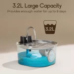 3.2L/108oz Wireless Charging Sensor Cat Water Feeder Stainless Steel Cat Dog Water Fountain Silent Water Level Window No Plug - Image 3