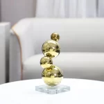 Metal Decor Figurines Metal Spheres Stack Art Pieces Gold Ball Metal Handicraft Geometric Sculpture Home Decoration Accessories - Image 3