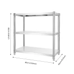 3-Tier Stainless Steel Work Table 80*40*80cm Large-Capacity Kitchen Storage Rack for Kitchen Garage school, Height Adjustable - Image 5