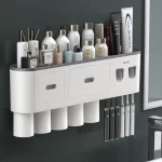 Magnetic Toothbrush Holder Storage Rack Automatic Toothpaste Dispenser Wall-Mounted Waterproof Bathroom Storage Accessories Set - Image 3