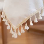 Nordic White Tablecloth Cotton Linen Map Rectangle Round Table Cloth Soft Cover Lace Tassel Outdoor Picnic Blanket for Banquet - Image 5