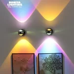 Modern Wall Sconce Double Sided Lens Sunset Bedside Painting Aisle Home Atmosphere Wall Scone 360° Rotating Wall Lamp - Image 3