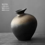Black Terracotta Vase Coarse pottery vase ceramic Imitation Stone Abstract Flower Arranger vases retro glazed flower ware - Image 16