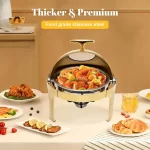 Round Chafing Dish Buffet Set 6.3 QT,Roll Top Stainless Steel Buffet Warmer Chafers with Food and Water Trays,Buffet Warmer Sets - Image 3