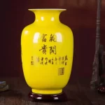 New Chinese Style Vase Jingdezhen Yellow Crystal Glaze Flower Vase Home Decor Handmade Shining Famille Rose Vases - Image 3