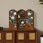 Tabletop screen painting antique living room folding edge cabinet decoration decoration Creative peony gift gift