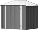 Metal Storage Shed, Large Outdoor Garden Shed with Lockable Door, Brown Backyard Patio Lawn Storage - Image 8