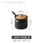 Nordic Ceramic Seasoning Jar with Spoon Kitchen Storage Box Simple Bamboo Lid Salt Jar Oil Bottle, Seasoning Tools Kitchen - Image 7