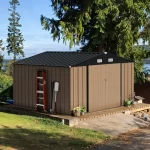 Metal Storage Shed, Large Outdoor Garden Shed with Lockable Door, Brown Backyard Patio Lawn Storage - Image 2