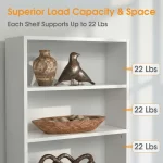 MCQ 5 Tier Wooden Bookshelf Black 53 Inch Tall Bookcase Standing Open Book Shelf Organizer Adjustable Display Storage Shelves - Image 3