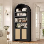 81-inch tall arched cabinet, bookcase with storage space, six-tiered bookshelf in a medieval-modern style, Customizable - Image 7