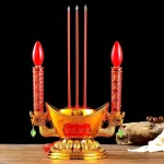 Plastic Offering Buddha Simulated Candlestick, Home Offering Incense Burner, God of Wealth Candle Holder - Image 5