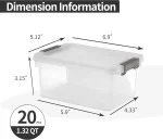 1.3 QT 20 Packs Small Storage Bins Plastic Storage Container Stackable Box with Lids for Organizing, Clear White - Image 2