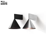 Modern Aluminum Wall Sconce with Cone Shade, Brushed Silver & Matt Black Wall Light for Bedroom Living Room Hotel，3-Colors Dim