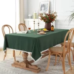 Cotton Green Easter Pure Color Tassels Cotton Tablecloth Washed  Christmas Table Cover for Home Party Dining table Decora - Image 11