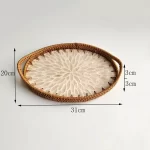 Rattan Basket HandWoven Fruit Storage Breakfast Severing Tray Drinks Snack Coffee Platters Bread Plate Home Tableware Organizer - Image 9
