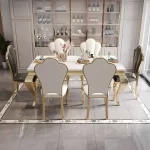 Marble Luxury Dining Table Unique Gold Individual White Italian Dining Table Rectangular Design Mesa Comedor Home Furniture - Image 3