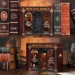Book Nook Kit Detective Agency DIY 3D Wooden Puzzle Bookshelf Insert Dollhouse Model Bookend Building Home Decoration Gifts - Image 3