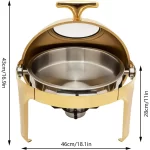 Round Chafing Dish Buffet Set 6.3 QT,Roll Top Stainless Steel Buffet Warmer Chafers with Food and Water Trays,Buffet Warmer Sets - Image 6