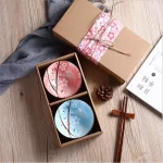 Japanese Colour Kitchen Utensils Porcelain Ceramic Bowl With Box Tableware Set - Image 3
