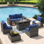 Aoxun 6/7/8/11 Piece Patio Furniture Set Wicker Rattan Outdoor Sectional Sofa Set with Coffee Table - Image 8