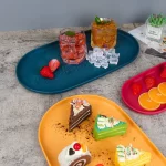 4Pcs Plastic Coffee Tray, Oval Food Serving Plate with Smooth Surface for Household Dessert Anti-fall Tray Afternoon Tea - Image 4