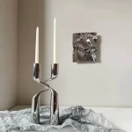 Silver Candle Holder Metal Candelabra Luxury Double Headed Center Table Candle Holders Living Room Home Decoration Gift Ideas