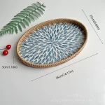 Rattan Basket HandWoven Fruit Storage Breakfast Severing Tray Drinks Snack Coffee Platters Bread Plate Home Tableware Organizer - Image 16