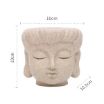 Buddha Head Statue Small Plant Pot Resin Succulent Planter Garden Pots Ornamental Figurines for Home Office Tabletop Decoration - Image 8