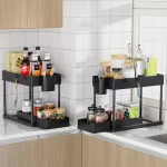 2Pcs 2-Tier Sliding Cabinet Organizer, Pull-Out Under Sink Rack, Double-Layer Shelf for Kitchen and Bathroom Storage - Image 5